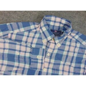 Vineyard‎ Vines Shirt Small Classic Fit Murray Blue Pink Plaid Cotton Linen